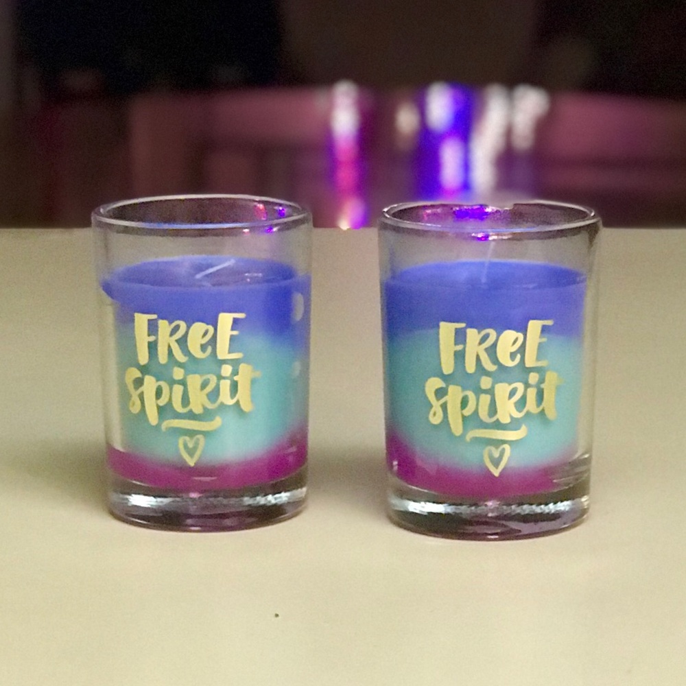 Free Spirit colorful boho room decor candles